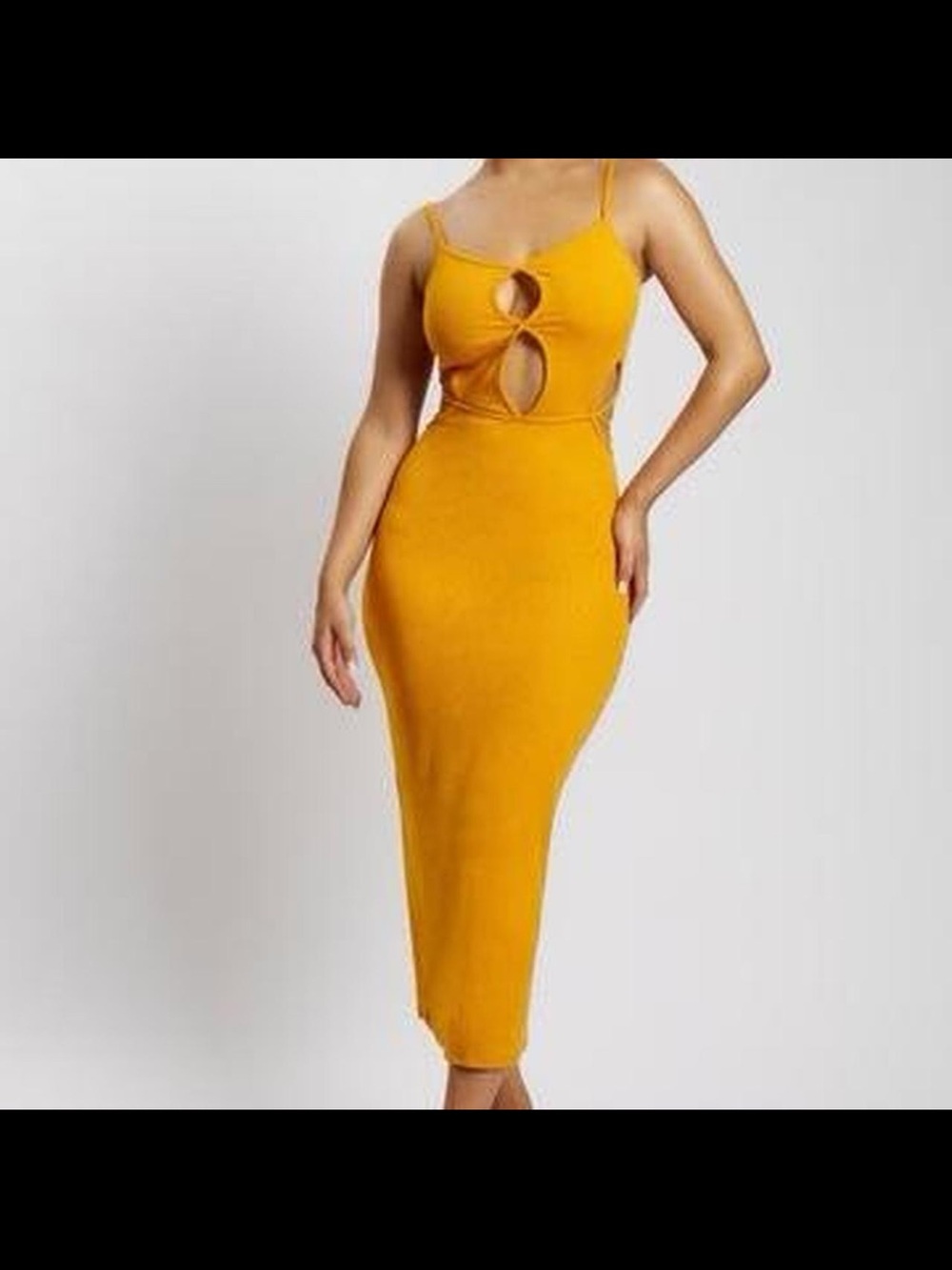 Meshki Abbey Midaxi Cut Out Bodycon Dress Mango Orange XS